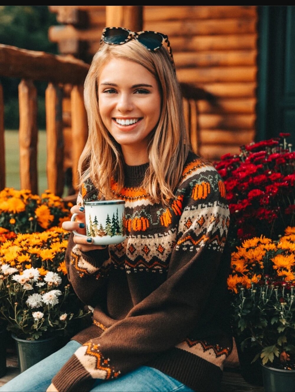 Kiel James Patrick Cozy Brown Pumpkin Fair Isle Sweater - Women